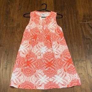 XS Sleeveless Floral Dress in Red and White